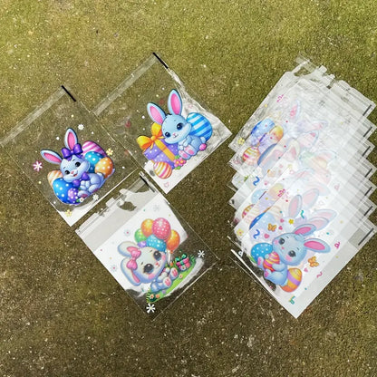 SACHET CADEAU MOTIF LAPIN ET OEUFS DE PAQUES